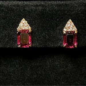 Roman Purple and Gold Tone Crystal Earrings